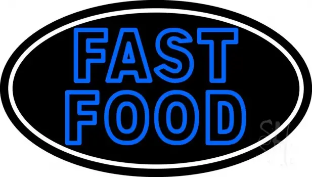 Blue Double Stroke Fast Food Oval LED Neon Sign