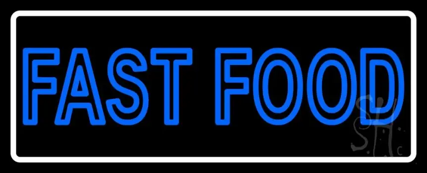 Blue Double Stroke Fast Food White Border LED Neon Sign