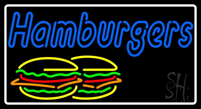 Double Stroke Hamburgers White Border LED Neon Sign