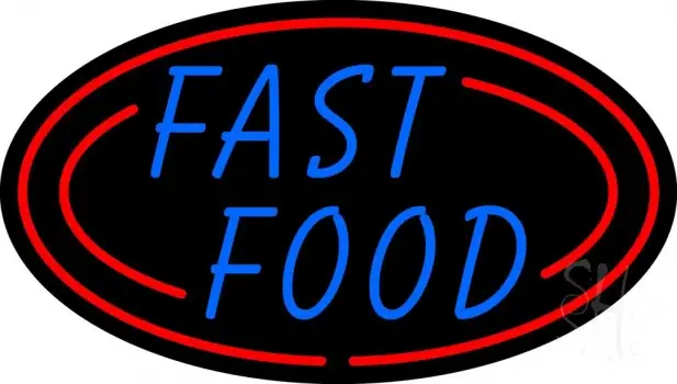 Blue Fast Food Oval LED Neon Sign