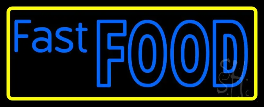 Blue Fast Food Yellow Border LED Neon Sign