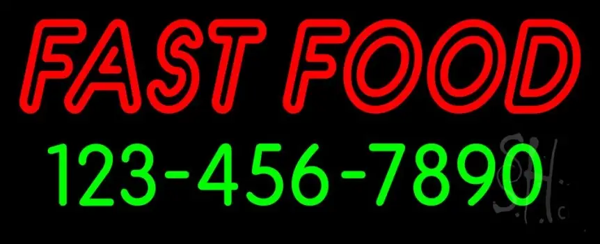 Double Stroke Fast Food With Phone Number LED Neon Sign