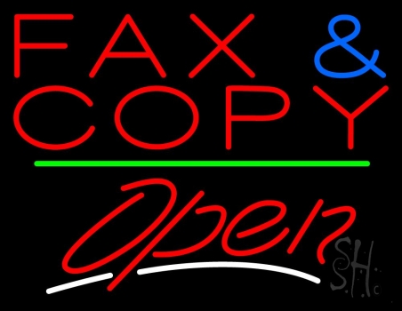 Fax And Copy Open 3 LED Neon Sign