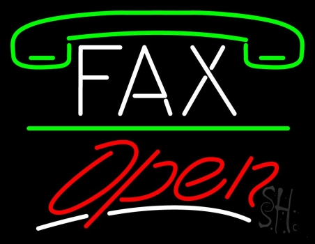 Fax With Logo Open 3 LED Neon Sign