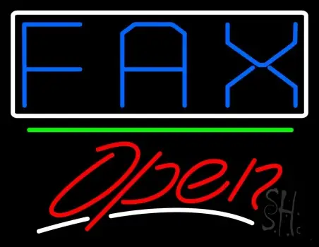 Fax With White Border With Open 3 LED Neon Sign