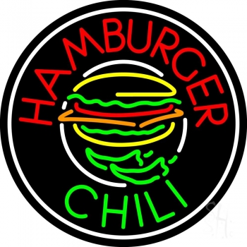 Hamburger Chili Circle LED Neon Sign