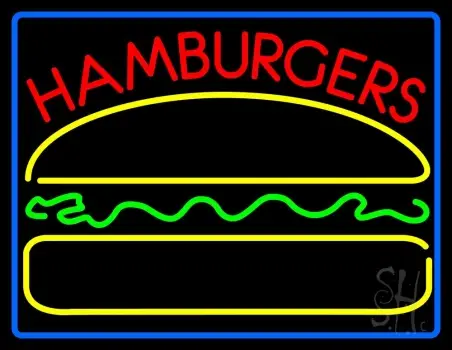 Red Hamburgers with Logo LED Neon Sign