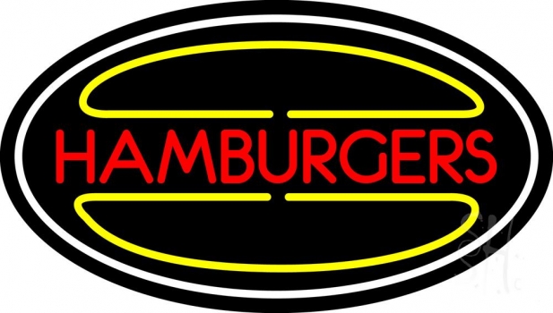 Hamburgers Logo Oval LED Neon Sign