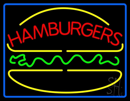 Hamburgers Logo With Border LED Neon Sign