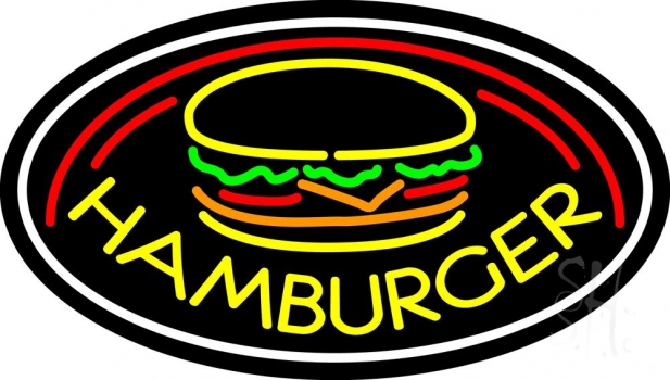 Hamburgers With Logo Oval LED Neon Sign