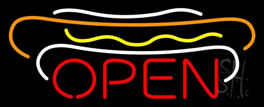 Hot Dogs Open Block LED Neon Sign