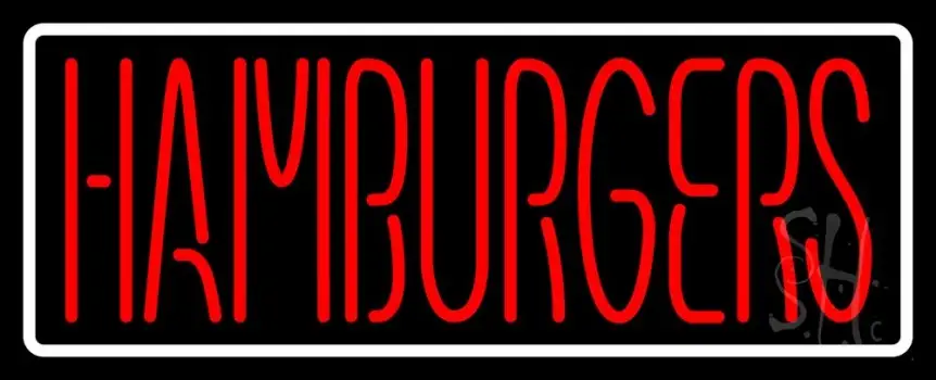 Humburgers with White Border LED Neon Sign