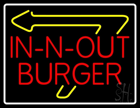 In N Out Burger With Arrow Border LED Neon Sign