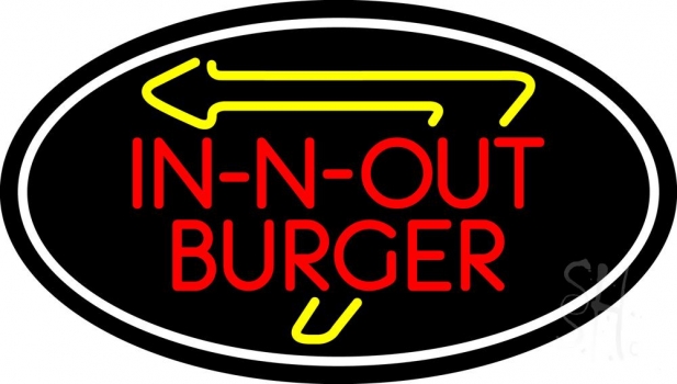 In N Out With Arrow Oval LED Neon Sign