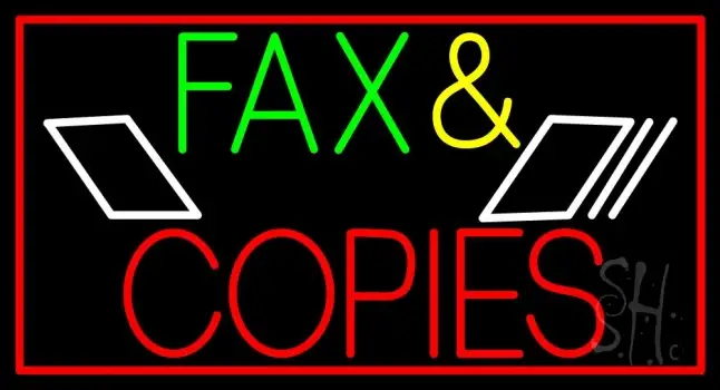 Multicolored Fax And Copies 1 LED Neon Sign