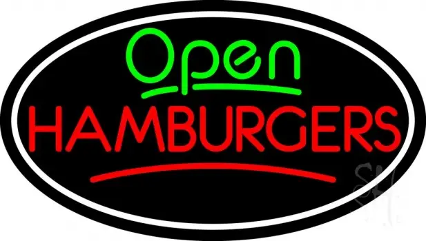 Open Hamburger Oval LED Neon Sign