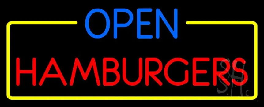 Open Hamburgers LED Neon Sign