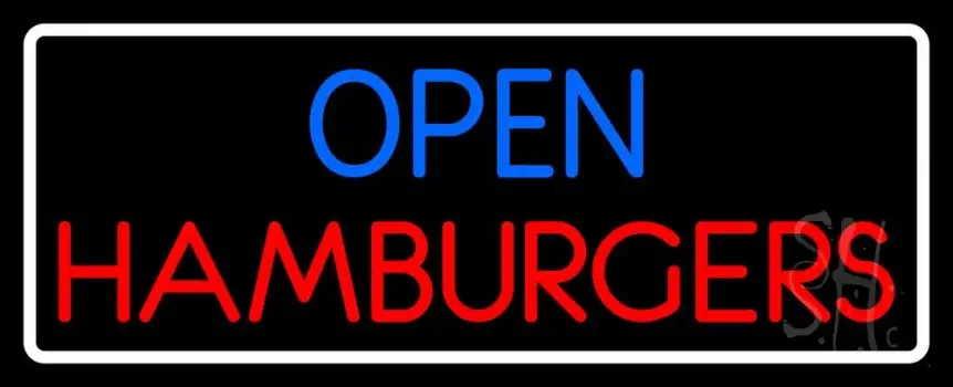 Open Hamburger With Border LED Neon Sign