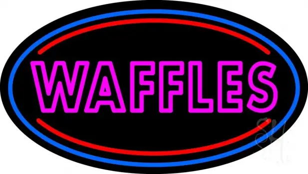 Pink Double Stroke Waffles Oval LED Neon Sign