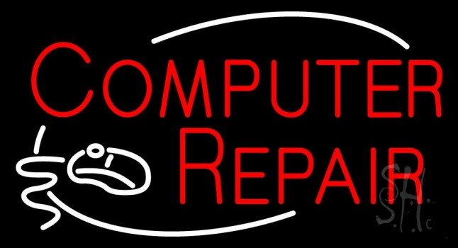 Red Computer Repair Logo 2 LED Neon Sign