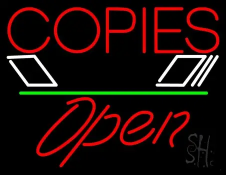 Red Copies Logo Open 2 LED Neon Sign