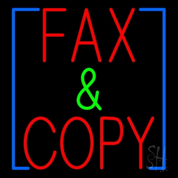 Red Fax And Copy With Border LED Neon Sign