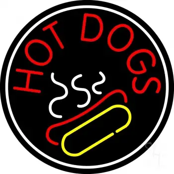 Red Hot Dogs Logo Circle LED Neon Sign