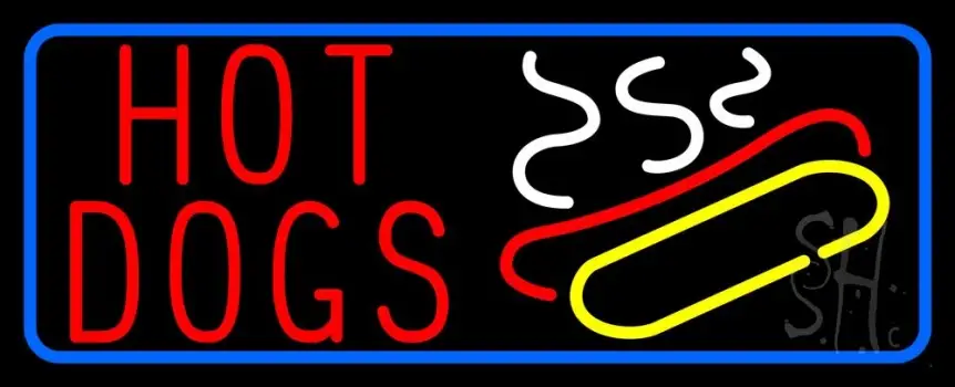 Red Hot Dogs Logo With Border LED Neon Sign