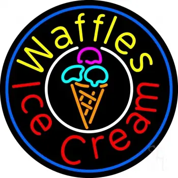 Waffles And Icecream Circle LED Neon Sign