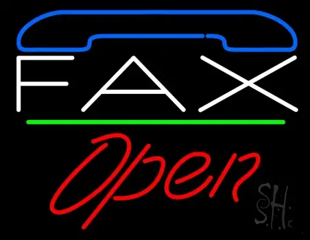 White Fax With Logo Open 3 LED Neon Sign