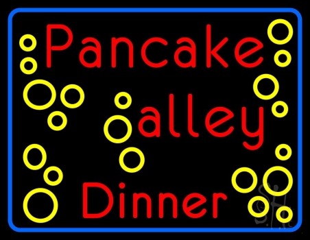 Blue Border Pancake Alley Dinner LED Neon Sign