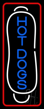 Blue Vertical Hot Dogs With Border LED Neon Sign