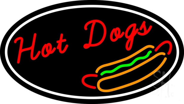Cursive Red Hotdogs Oval LED Neon Sign