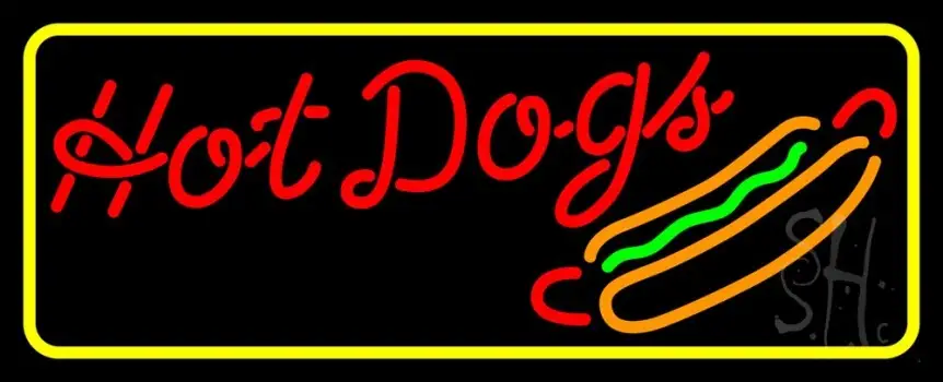 Cursive Red Hotdogs With Border LED Neon Sign