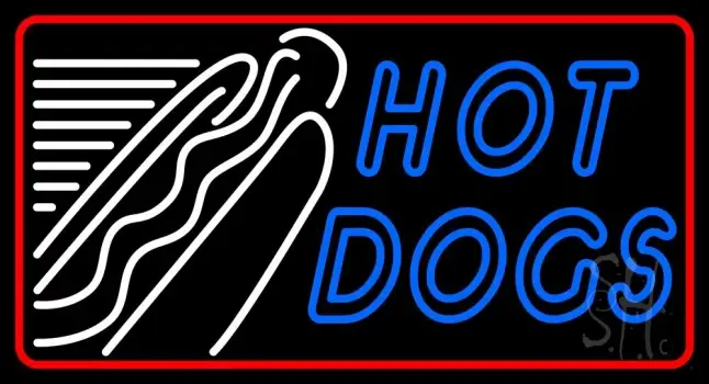 Double Stroke Hot Dogs With Border 1 LED Neon Sign