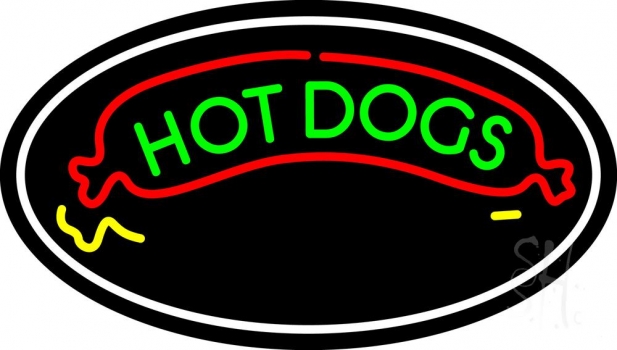 Green Hot Dogs Logo Oval LED Neon Sign