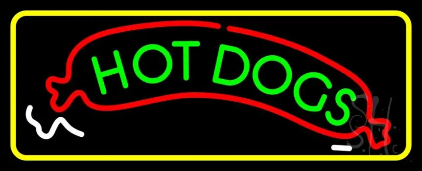 Green Hot Dogs Logo With Border LED Neon Sign