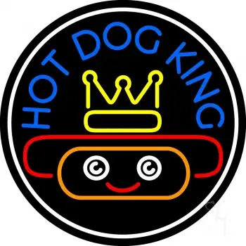 Hot Dog King Circle LED Neon Sign