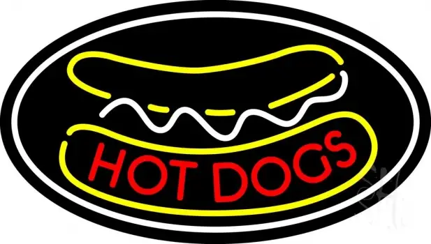 Oval Red Hot Dogs LED Neon Sign