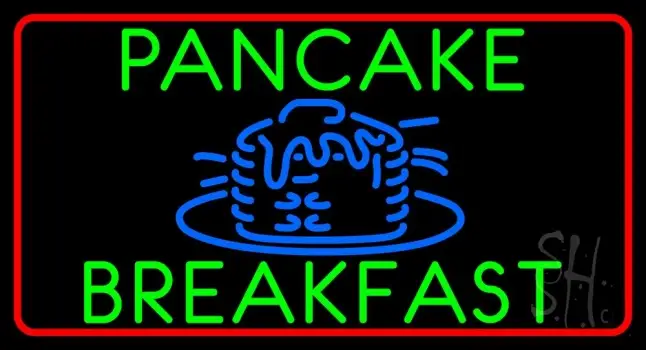 Red Border Pancake Breakfast LED Neon Sign