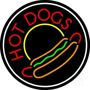 Red Hotdogs Circle LED Neon Sign