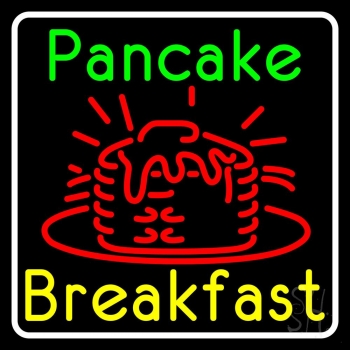 Square Pancake Breakfast LED Neon Sign