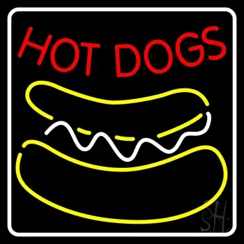 White Border Red Hot Dogs LED Neon Sign