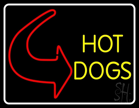 With Border Hot Dogs With Arrow LED Neon Sign
