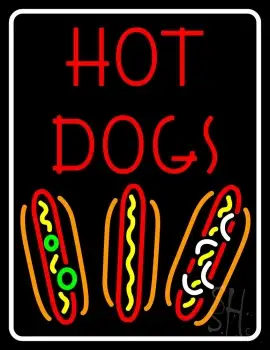With Border Red Hot Dogs LED Neon Sign