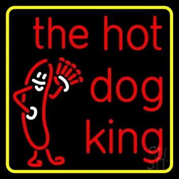 Yellow Border Red The Hot Dog King LED Neon Sign