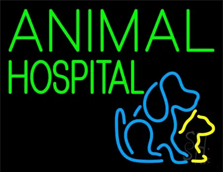 Green Animal Hospital Dog Logo LED Neon Sign
