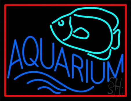 Aquarium Fish Logo with Border LED Neon Sign
