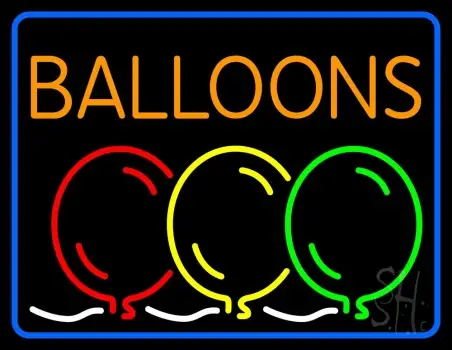 Blue Border Balloon Block Colored Logo LED Neon Sign