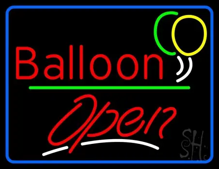 Blue Border Open Balloon Green Line LED Neon Sign